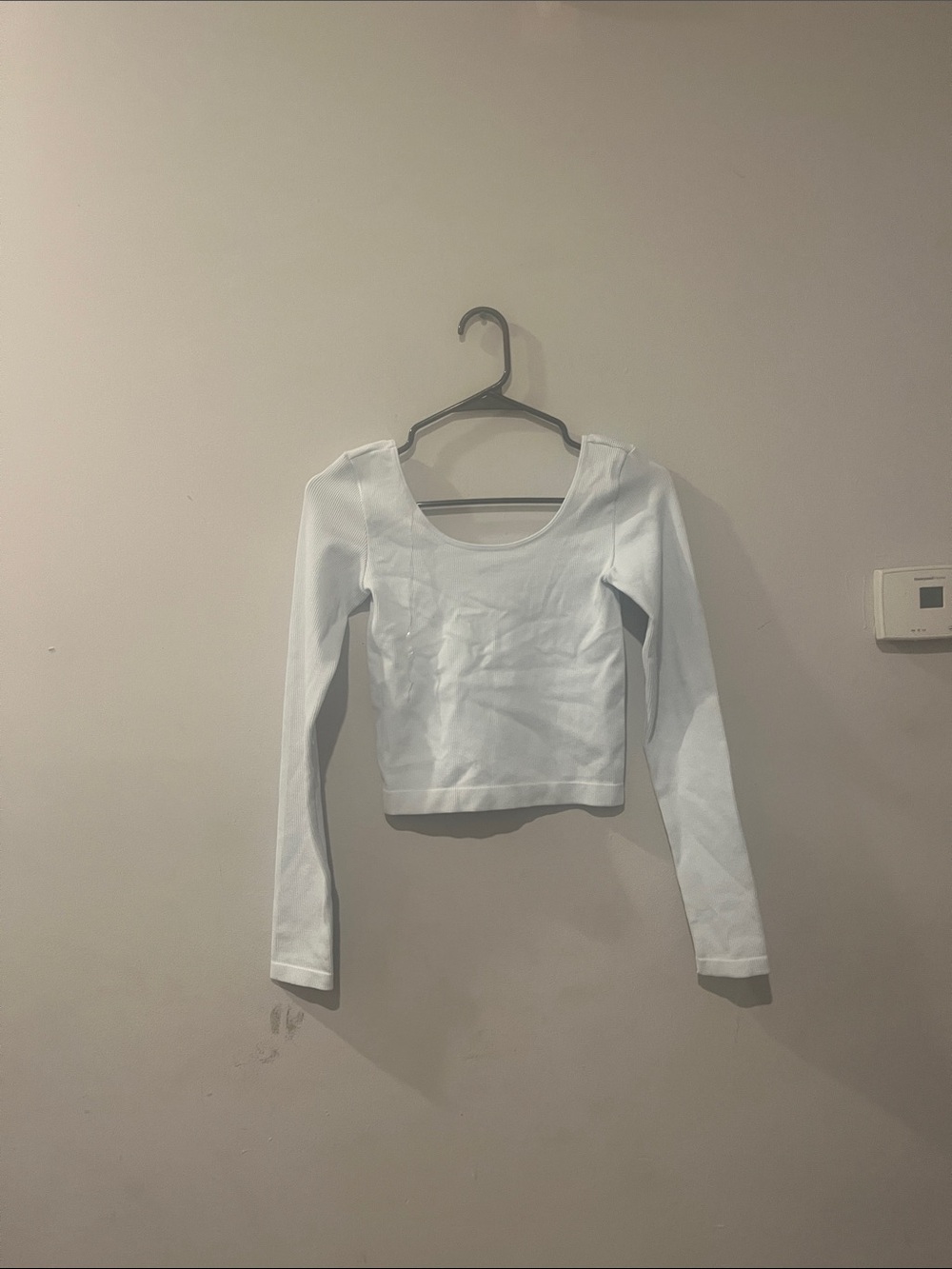 wild fable White Long Sleeve Scoop Neck Crop Top